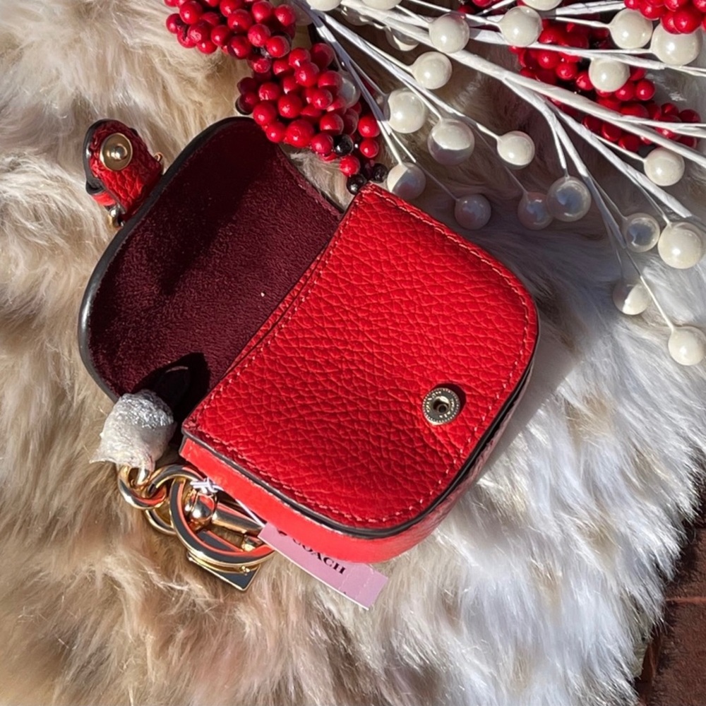 Coach Leather Mini Buckle Saddle Bag Poppy Bag Charm - Picture 6 of 10